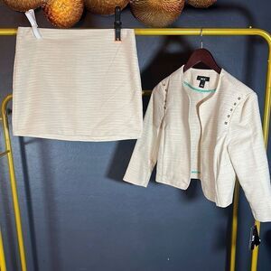 BCX Cream Mini Ribbed‎ Pencil Skirt